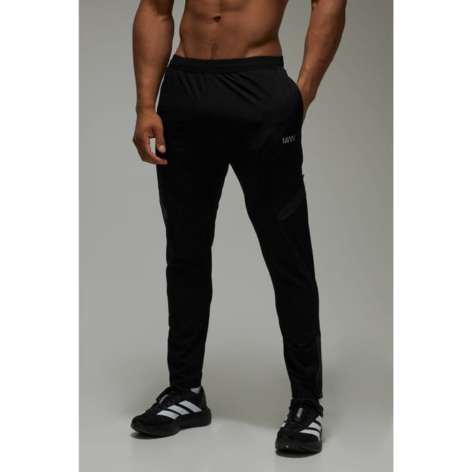 Heren Active Tape Zip Taps Toelopende Jogger | Black | Size Small