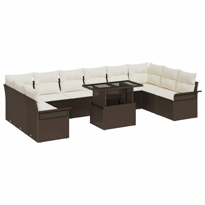 vidaXL Tuin Sofa Set 11 st Bruin Poly riet