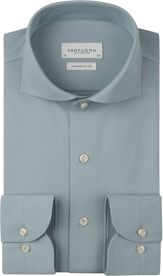 Profuomo Japanese Knitted Overhemd Light Blue - Maat 39 - Heren - Overhemden Formeel