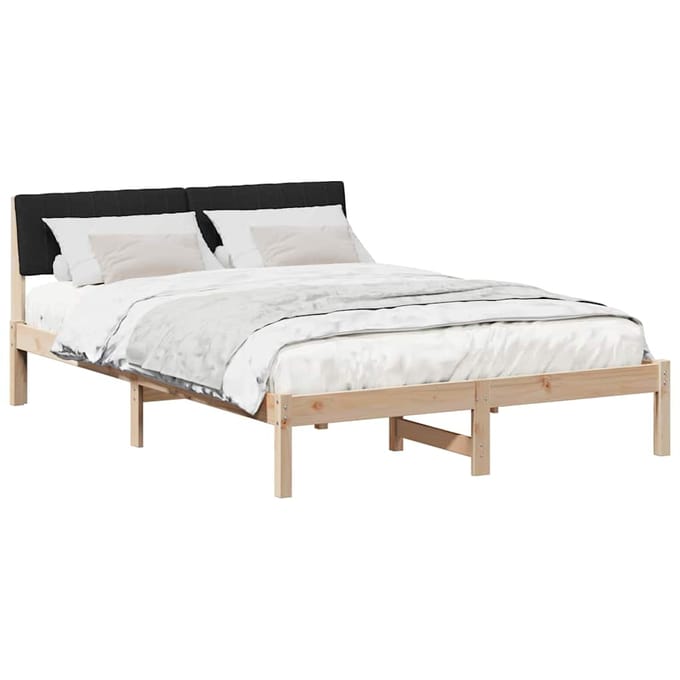 vidaXL - Bedframe - Bruin - en - zwart - 135 - x - 190 - cm - Massief - grenenhout