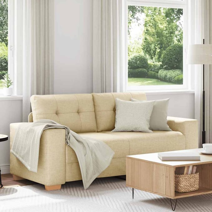 vidaXL - Loveseat - Bank - Crème - 180x77x82 - cm - Stof
