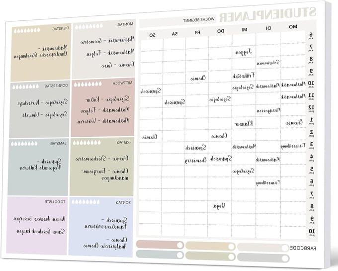 A4 Studieplanner met 50 Bladen, Wekelijks Schema, Leerplanning en Schoolbenodigdheden voor Studenten