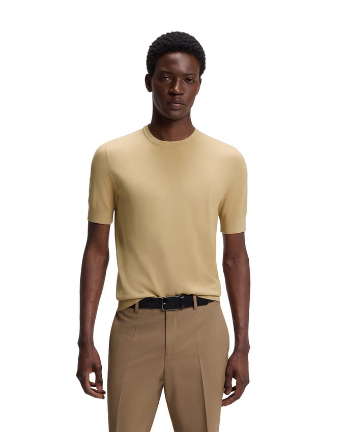 slim fit T-shirt van fijngebreid model 'SAN CARL-CV'