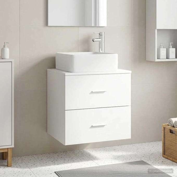 vidaXL - Wandgemonteerd - badkamerwastafelmeubel - Wit - 53 - x - 35 - x - 80 - cm