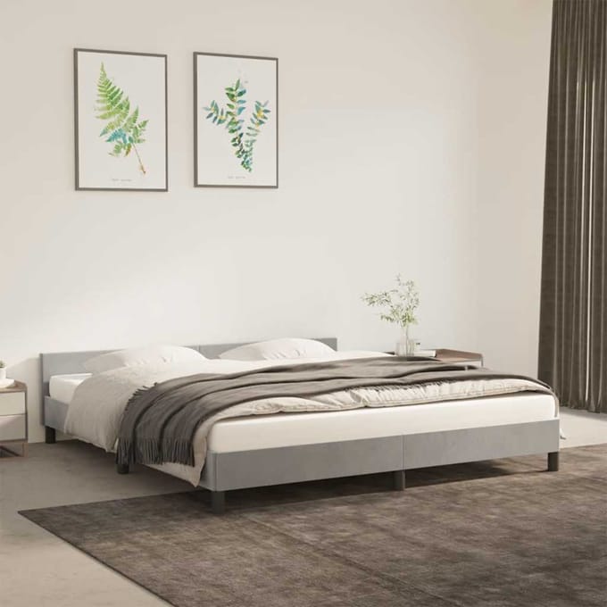 vidaXL - Bedframe - zonder - matras - 180x200 - cm - fluweel - lichtgrijs