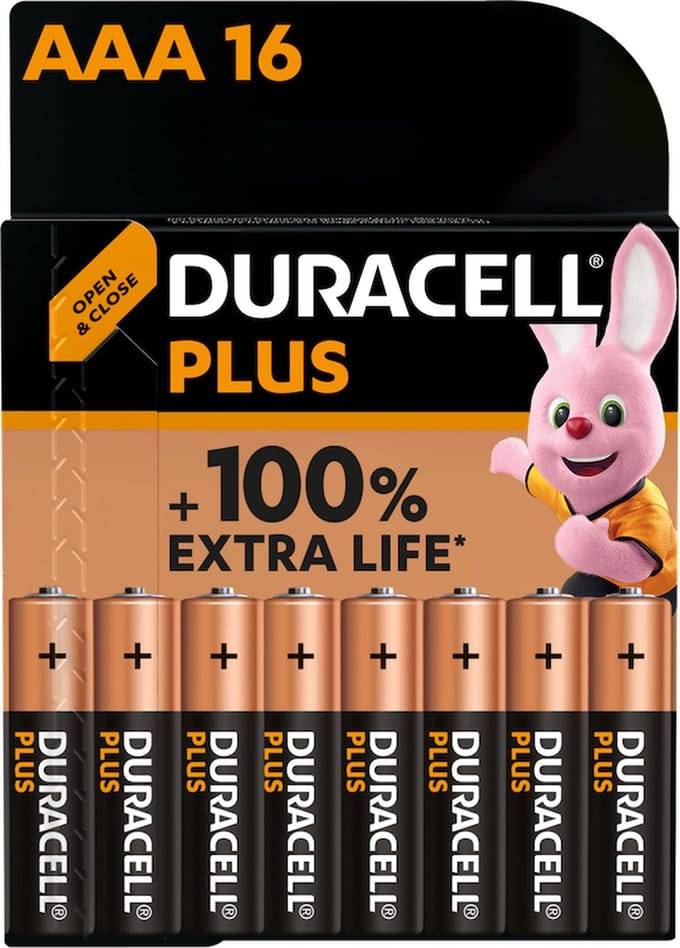 Batterij Duracell Plus 16xAAA - 10 stuks