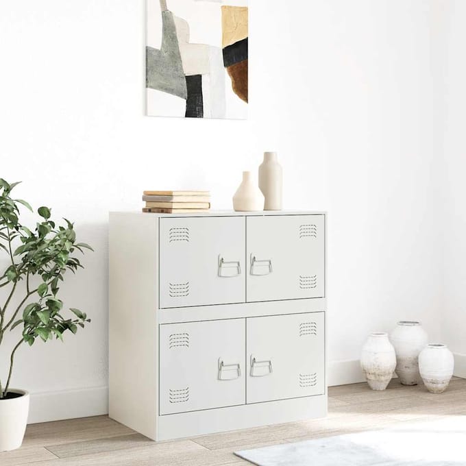 vidaXL - Dressoir - 67x39x73 - cm - staal - wit