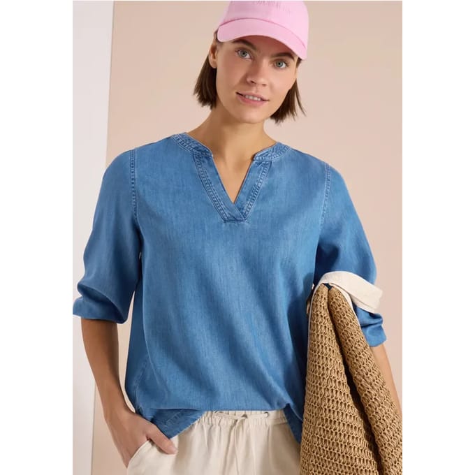 Tuniek met 3/4 mouwen in denimlook