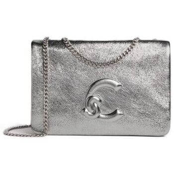 COCCINELLE Leren schoudertas avondtas Dulse Mini Bag Smooth Leather Steel zilverkleurig