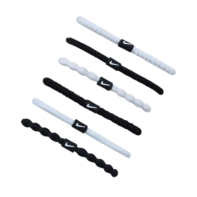 Nike Logo Haarg elastic (Verpakking van 6) (Wit/Zwart)