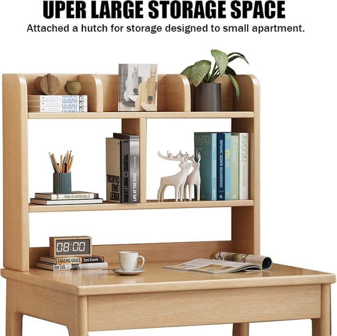 SpaceSaver Solid Wood bureau with - 100x50x75 cm - Wit - Novihome