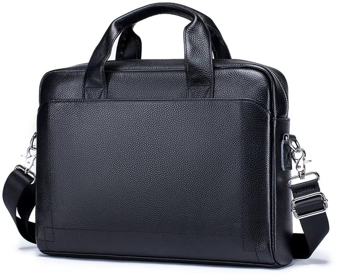 Aktetas - Laptoptas - Schooltas - Schoudertas - Leder - Zwart