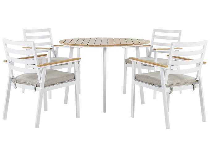 CAVOLI - Tuinset voor 4 - Wit/Beige - Aluminium