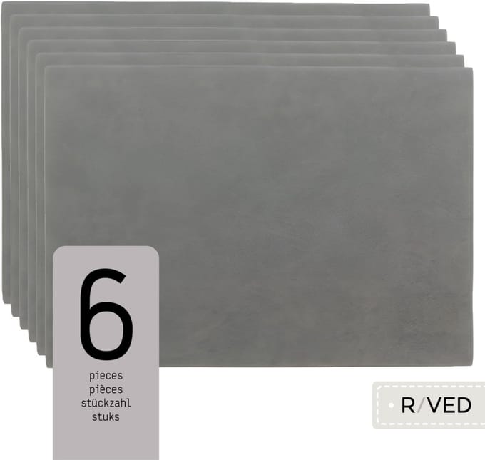 Raved Placemats - Set van 6 Stuks - Vera - Zilver - Kunststof - Eettafel - Onderlegger - Waterafstotend