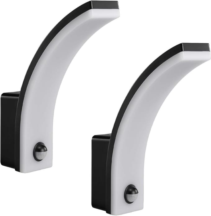 LED Buitenlamp met PIR Bewegingsmelder 20W IP65 Waterdicht Neutraal Wit Set van 2