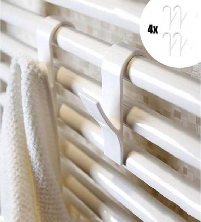 Jumada's Radiator haak - Handdoekhaak - Douche - Badkamer - Verwarming - 4 stuks - Wit