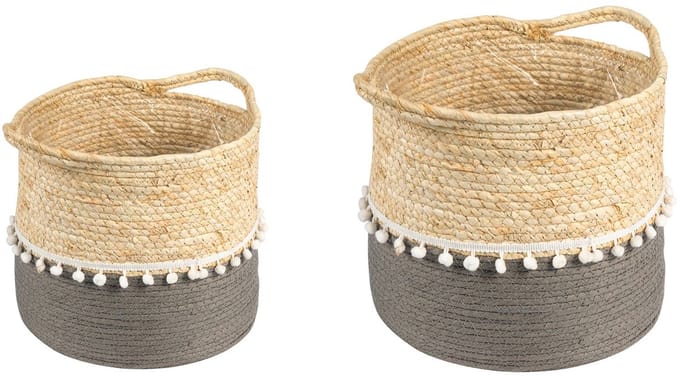 Plantenmanden YUMI, set van 2 – naturel/grijs