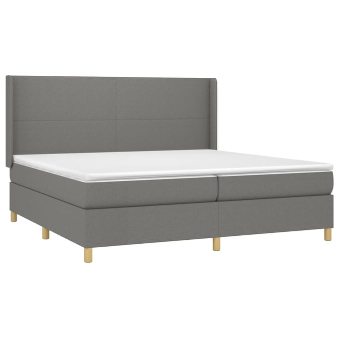 vidaXL - Boxspring - met - matras - stof - donkergrijs - 200x200 - cm