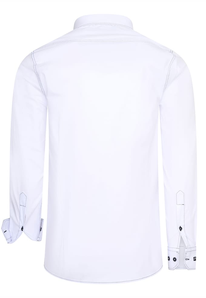 Slim fit overhemd met lange mouwen en contrasterende stiksels