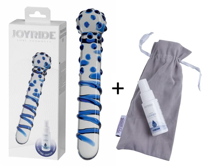 Joyride - Glazen Dildo met ribbels en nopjes - Set 07