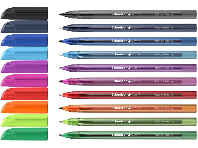 Schneider balpen Vizz, lijndikte M, Gelco®, onuitwisbaar, 10 stuks, geassorteerde kleuren