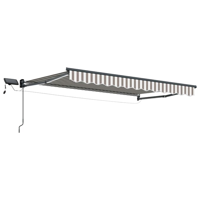 vidaXL - Handbediende - luifel - met - LED's - Lichtgrijs - en - wit