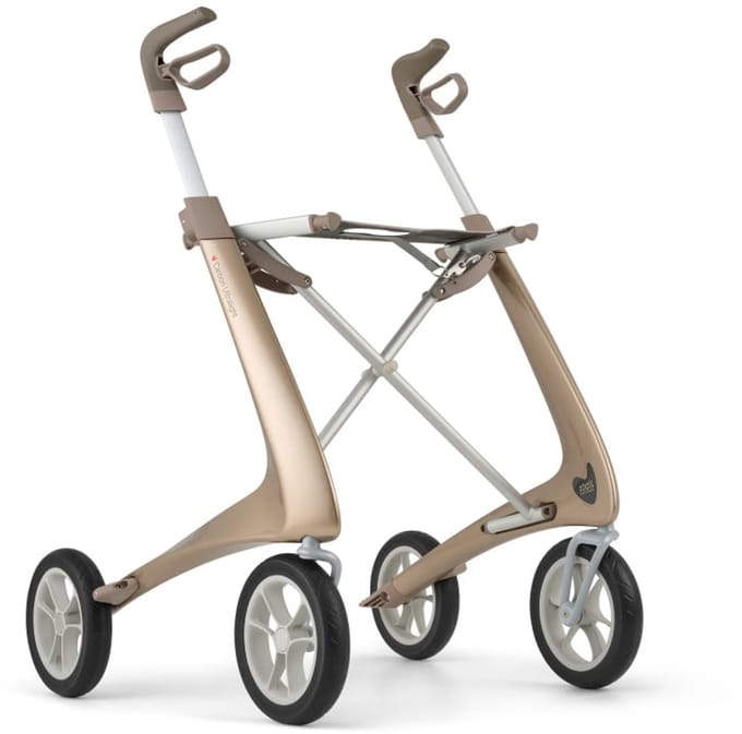 Rollator Acre Carbon Ultralight L, Champagne met kleine organizer bag