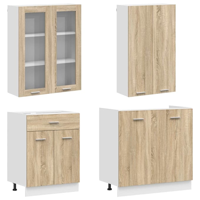 vidaXL - Keukenblok - LYON - 4 - st - Sonoma - Eiken - Bewerkt - hout