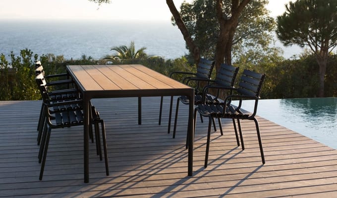 HOUE FOUR Outdoortafel Bamboe - aluminium grijs - 90 x 210 cm