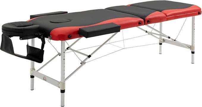 Luxe Behandeltafel – Behandelbank – Massagetafel – Inklapbaar – Hoogte Instelbaar - Mulfitunctioneel – Rood/Zwart