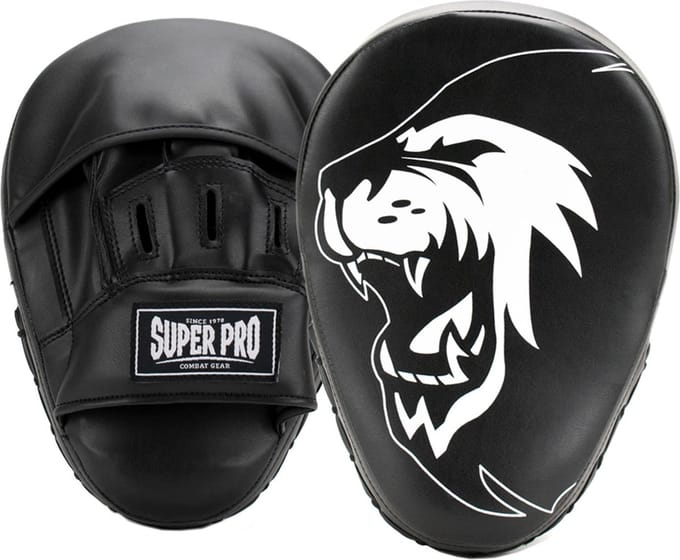 Super Pro Combat Gear Handpads Curved PU Zwart/Wit