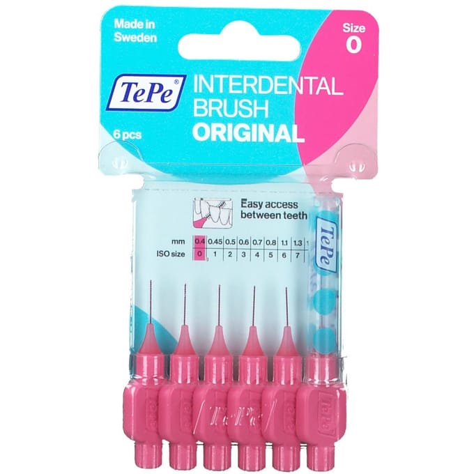 TePe Interdentale Ragers Original Roze ISO maat 0 – 0,4 mm (6 stuks)