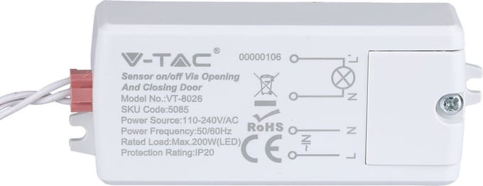 V-TAC VT-8026 deurdetectie bewegingssensor - IP20 - Wit