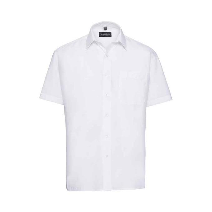 Russell Collection Heren Poplin Easy-Care overhemd (Wit)