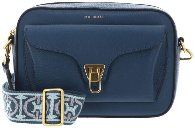 COCCINELLE Leren schoudertas Beat Soft Ribb Crossbody Bag Grained Leather Deep Blue blauw