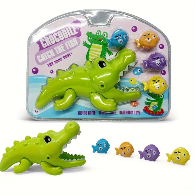 Grote Krokodil Waterspeelset - Interactief En Educatief Kinderbadspeelgoed Met Creatief Ontwerp En Leuke Voederacties