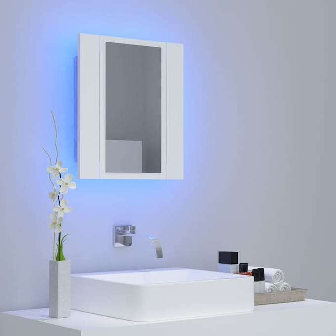 vidaXL - Badkamerkast - met - spiegel - en - LED - 40x12x45 - cm - acryl - wit
