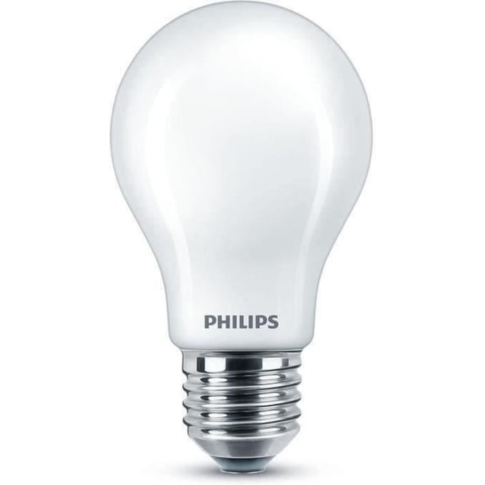 Philips LED lamp - Standaard lampvorm met E27 fitting - Koelwit licht: 4000K - 60W - Mat glas