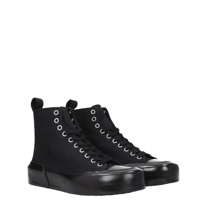 Jil Sander Zwarte Stof Hoge Sneakers