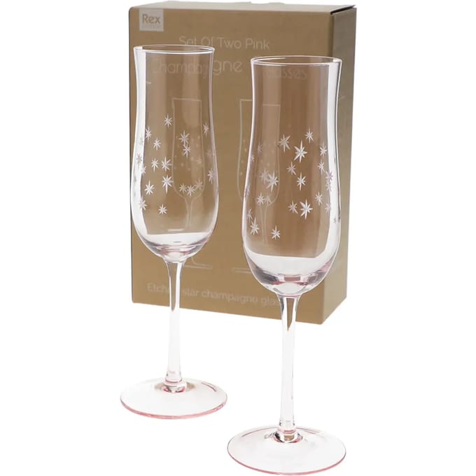 Champagneglas Rex London Etched star (x2)