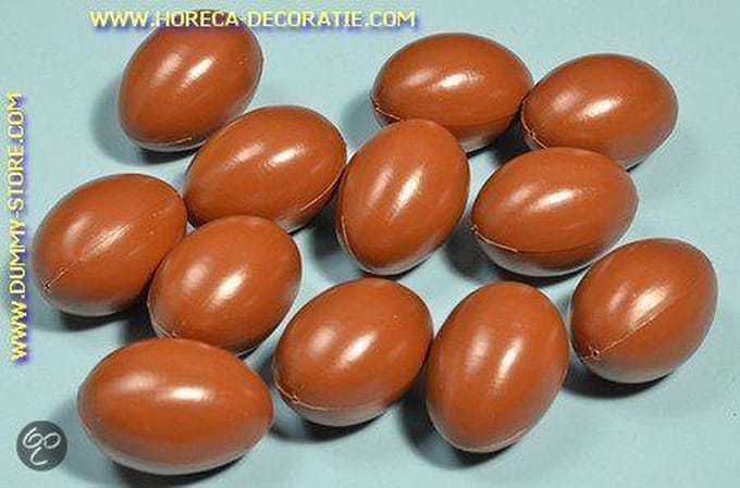 Decoratie Eieren, chocokleur, 12 stuks - 45x65 mm