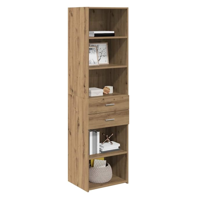 vidaXL - Highboard - Artisan - Eiken - 50 - x - 42,5 - x - 185 - cm - Bewerkt - hout