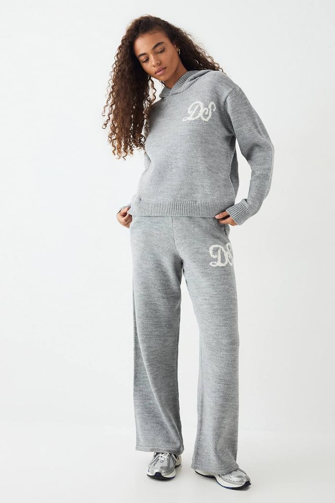 Dames DSGN Studio Gebreide Oversized Hoodie | Grey Marl | Maat: Medium