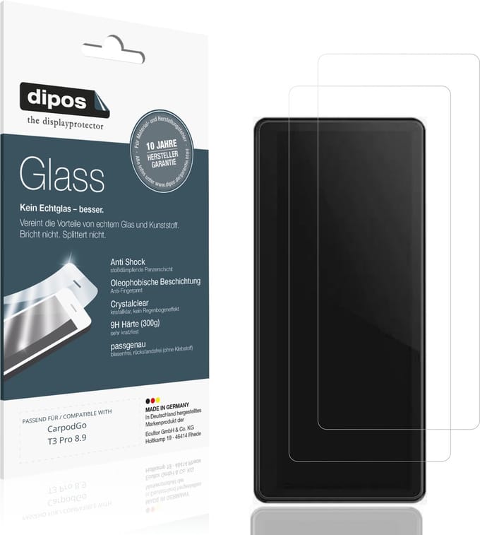 dipos – 2x Pantserfolie geschikt voor CarpodGo T3 Pro 8.9 | 9H Screenprotector