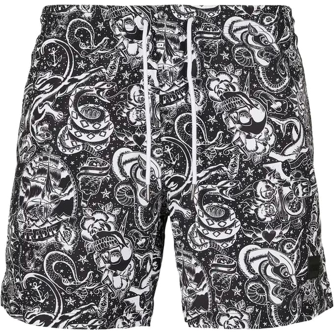 Urban Classics - Tattoo Zwemshorts - 4XL - Zwart/Wit