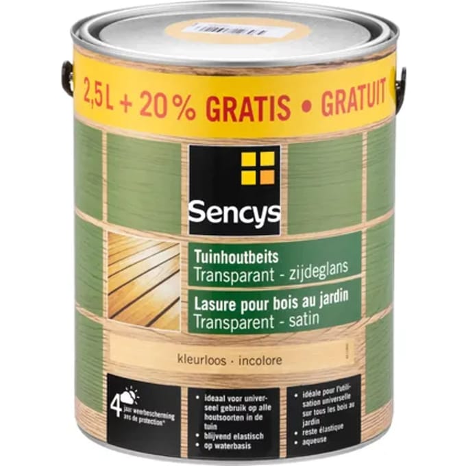 Sencys Buitenbeits Beits - Kleurloos - Semi Transparant - 3l