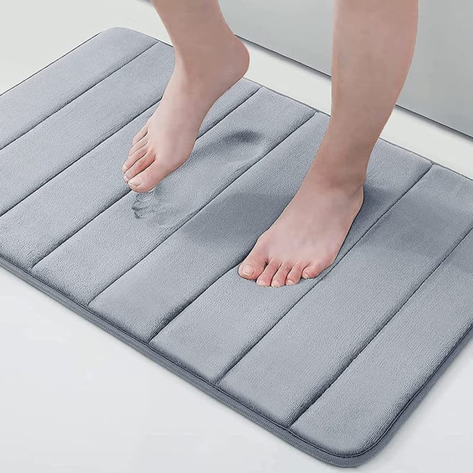 Memory Foam Stripe Badkamer Antislip, Waterabsorberend, Machinewasbare Vloermat 500MMx800MM gray