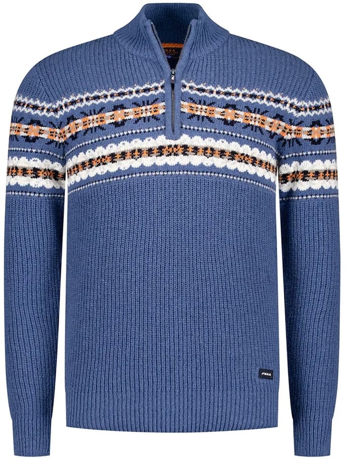 NZA - Blauwe katoenen half zip trui