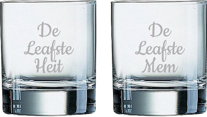 Gegraveerde Whiskeyglas 20cl De Leafste Mem-De Leafste Heit