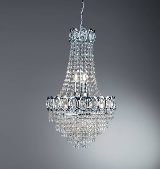 Searchlight kroonluchter Limoges met glasparel-behanging
